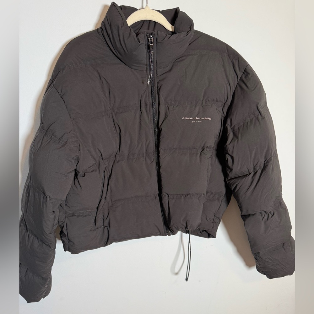 Alexander‎ Wang Black Cropped Puffer Down Jacket Small NWOT Black Small Logo
